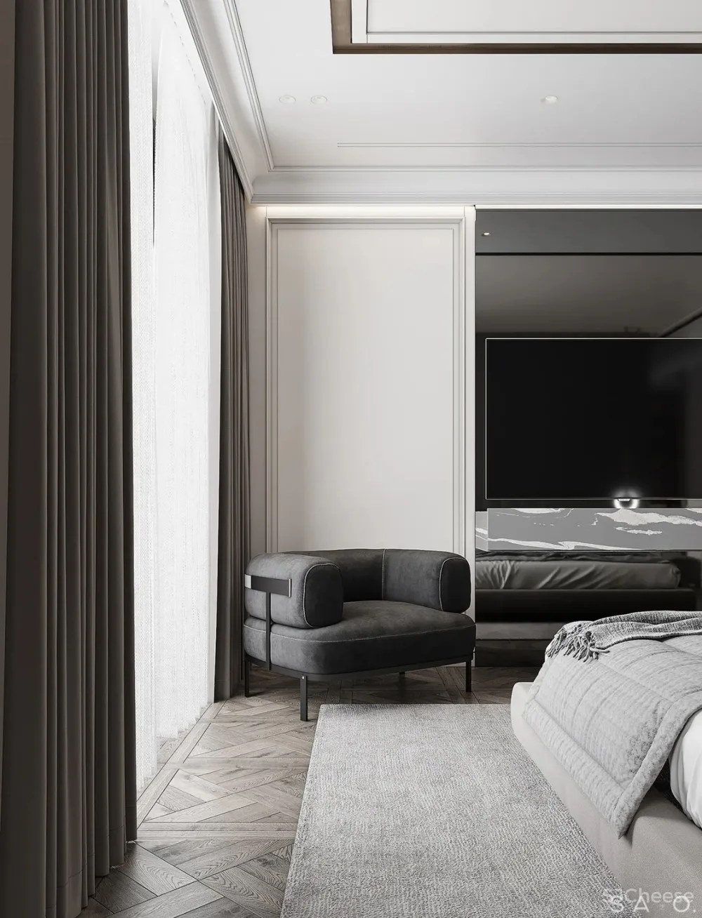 轻奢 高级灰，257㎡轻奢大平层