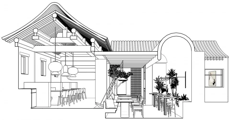 新作 融入胡同生活 北京 渔芙南隐海私厨 门里设计