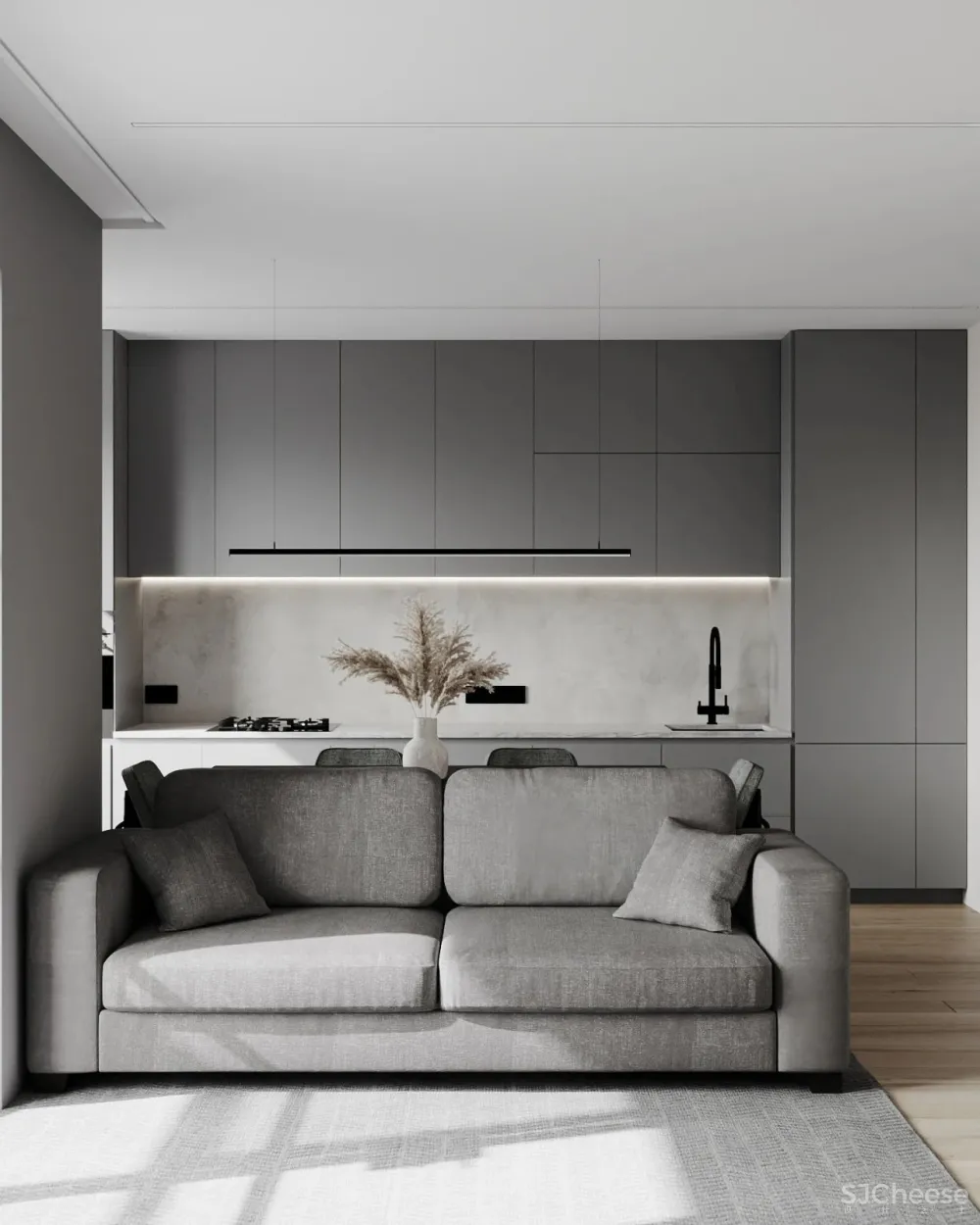 高级灰小公寓,一室户做分离式卫浴简约又大气