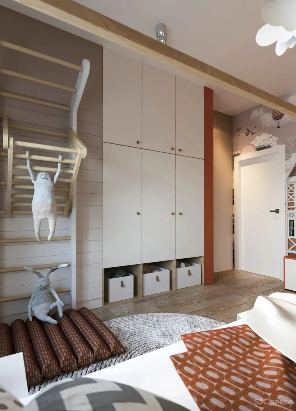 90㎡二居室,四口之家的紫色空间,漂亮!