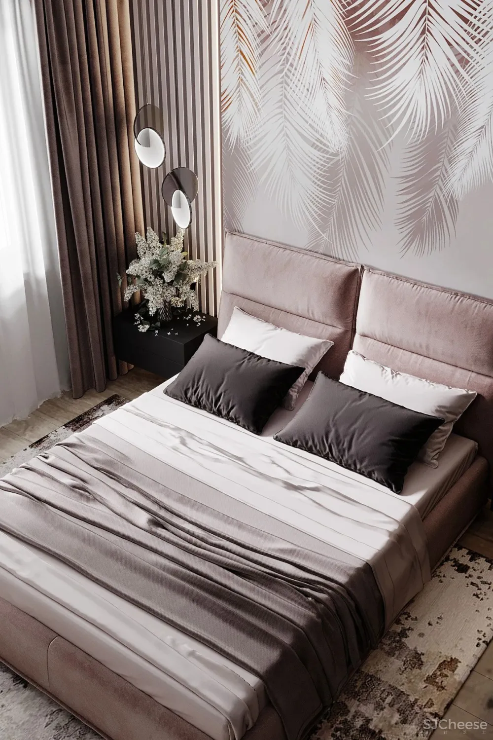 90㎡二居室,四口之家的紫色空间,漂亮!