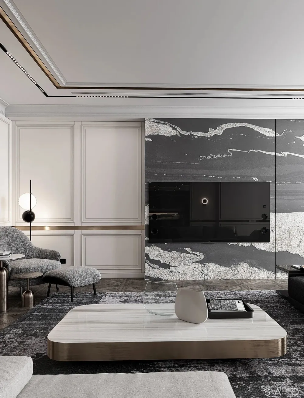 轻奢 高级灰，257㎡轻奢大平层