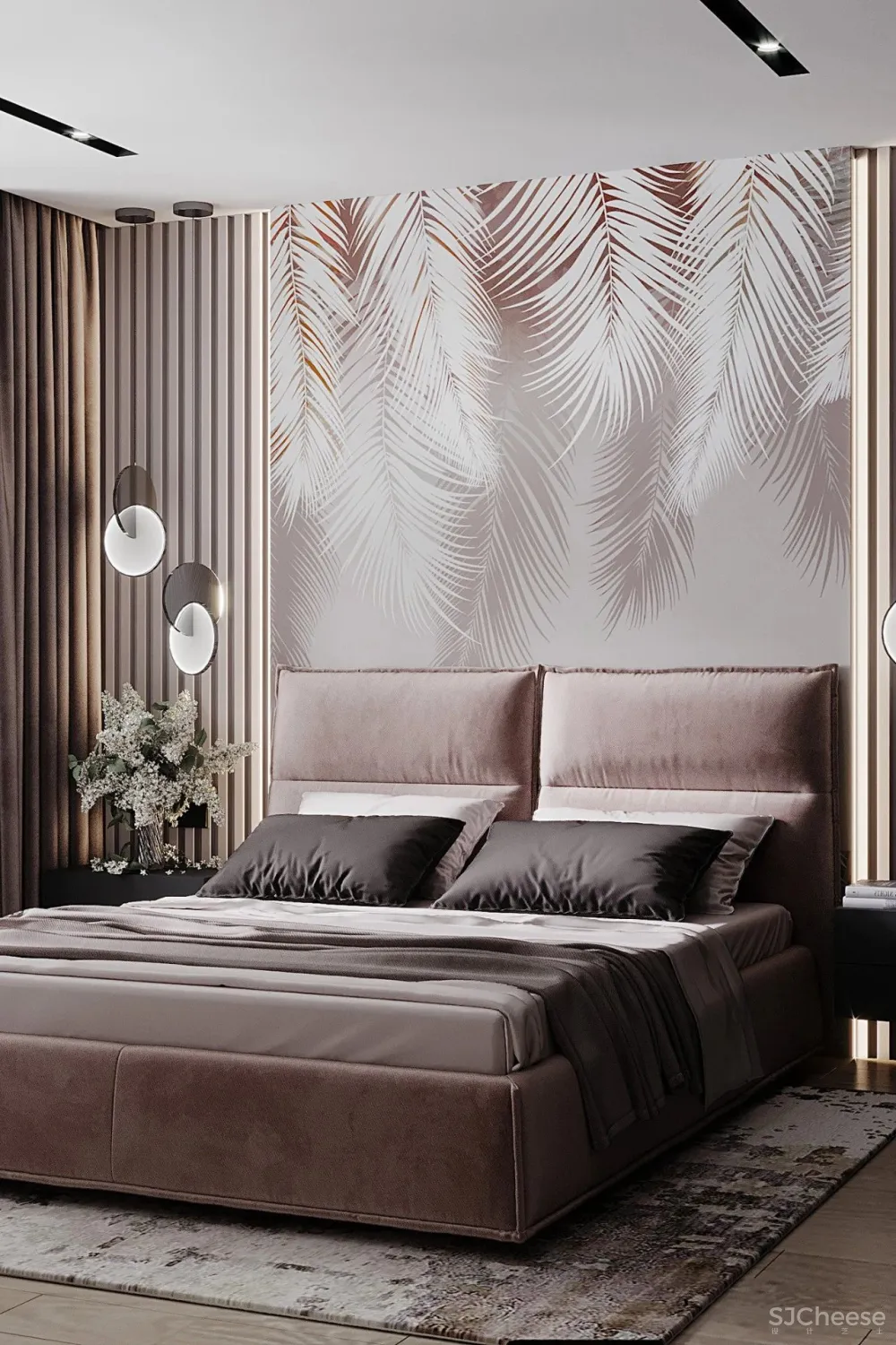 90㎡二居室,四口之家的紫色空间,漂亮!