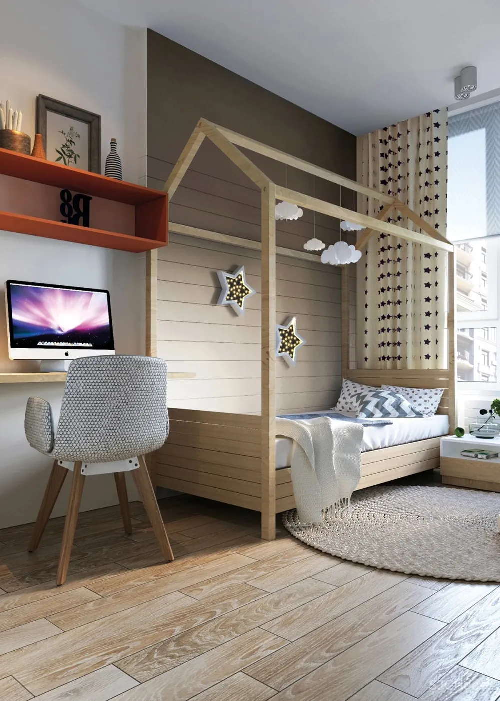 90㎡二居室,四口之家的紫色空间,漂亮!