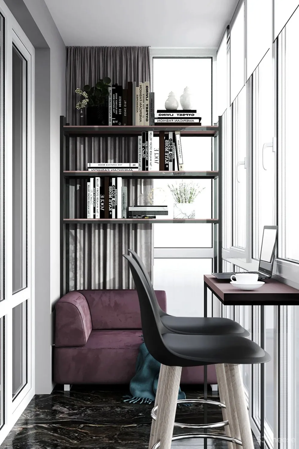 90㎡二居室,四口之家的紫色空间,漂亮!