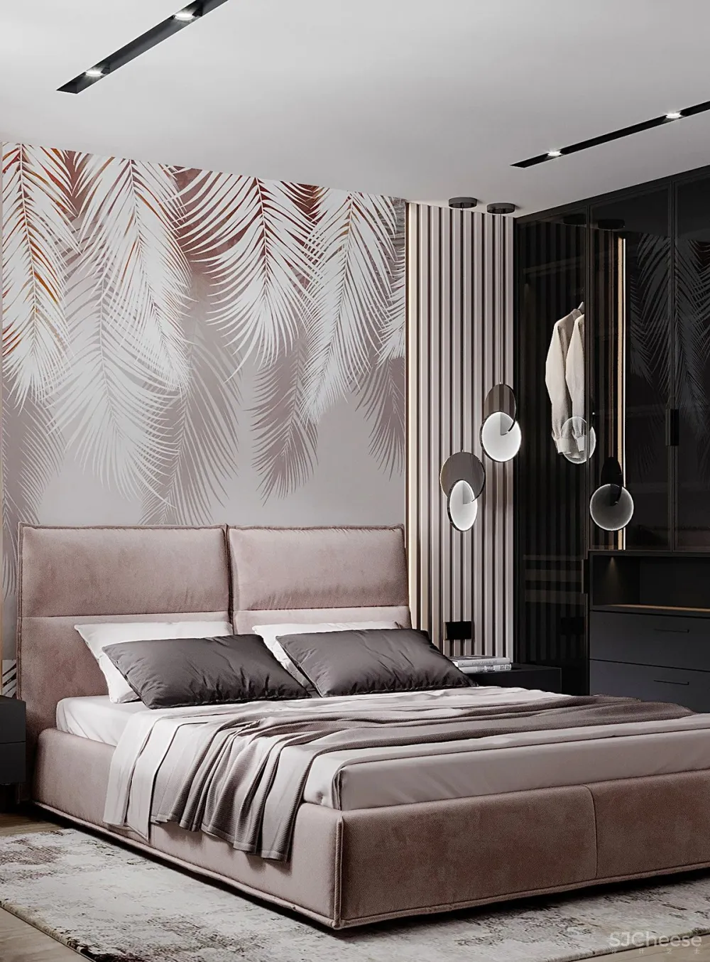 90㎡二居室,四口之家的紫色空间,漂亮!