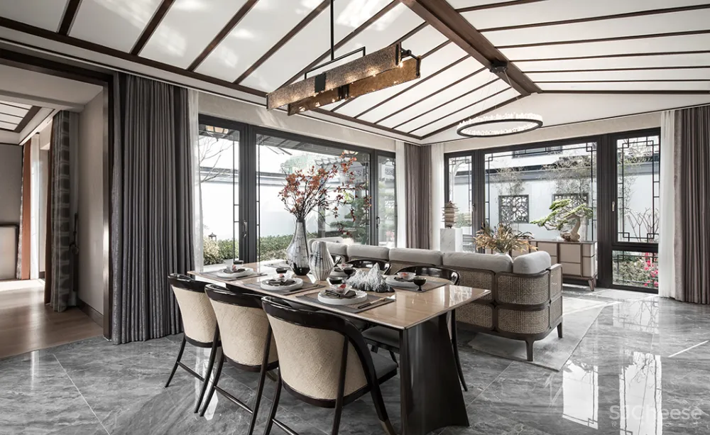 130㎡中式合院，一花一木，满庭芳华！