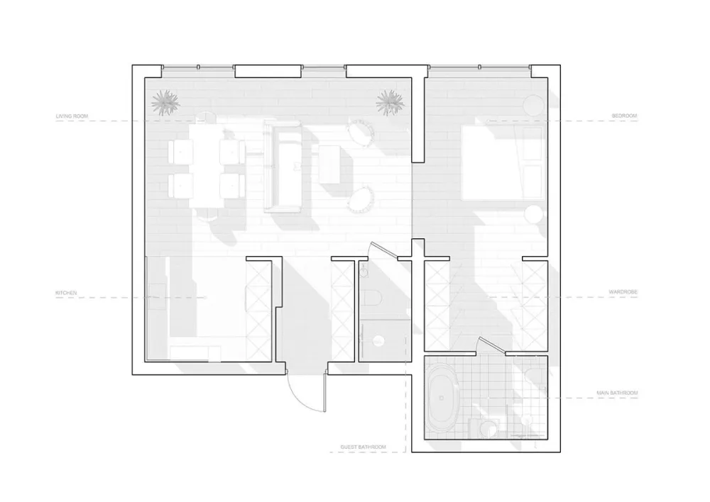 用蓝色和橙色装点室内,这间单身公寓充满了活力与精致