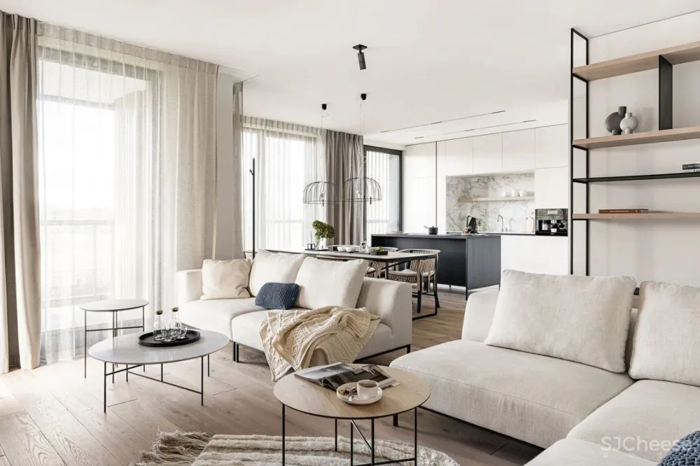 简约风的两室一厅,卧室用木饰面做背景太有范了!