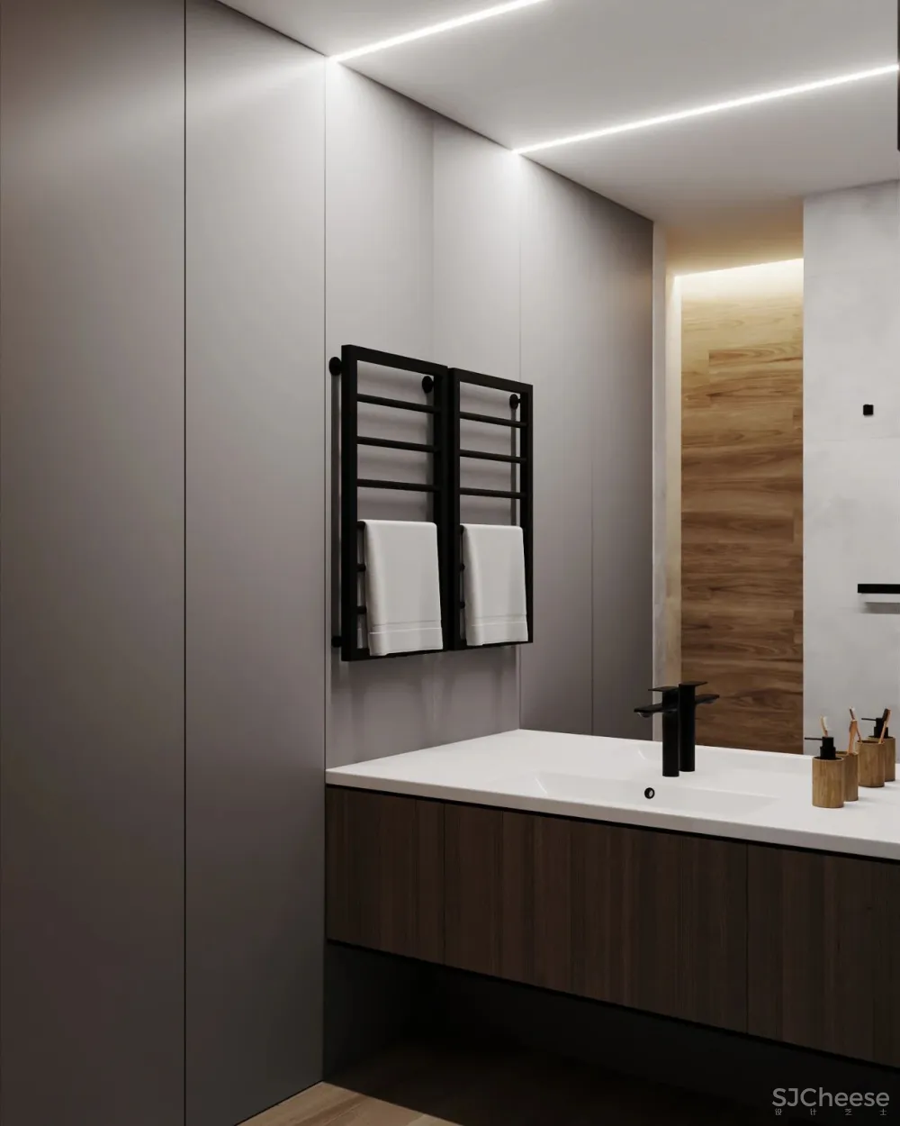 高级灰小公寓,一室户做分离式卫浴简约又大气