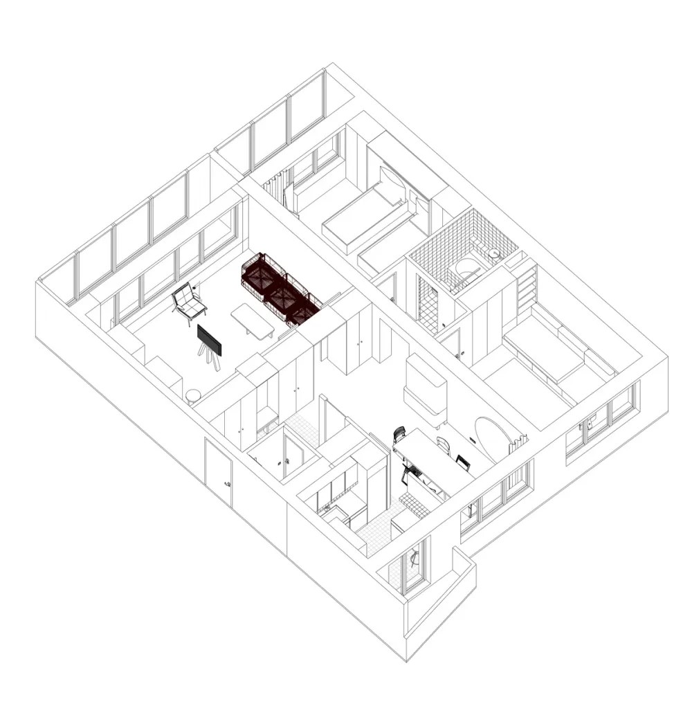 105㎡公寓改造,经典墙裙饰面的现代运用,尽显复古魅力!