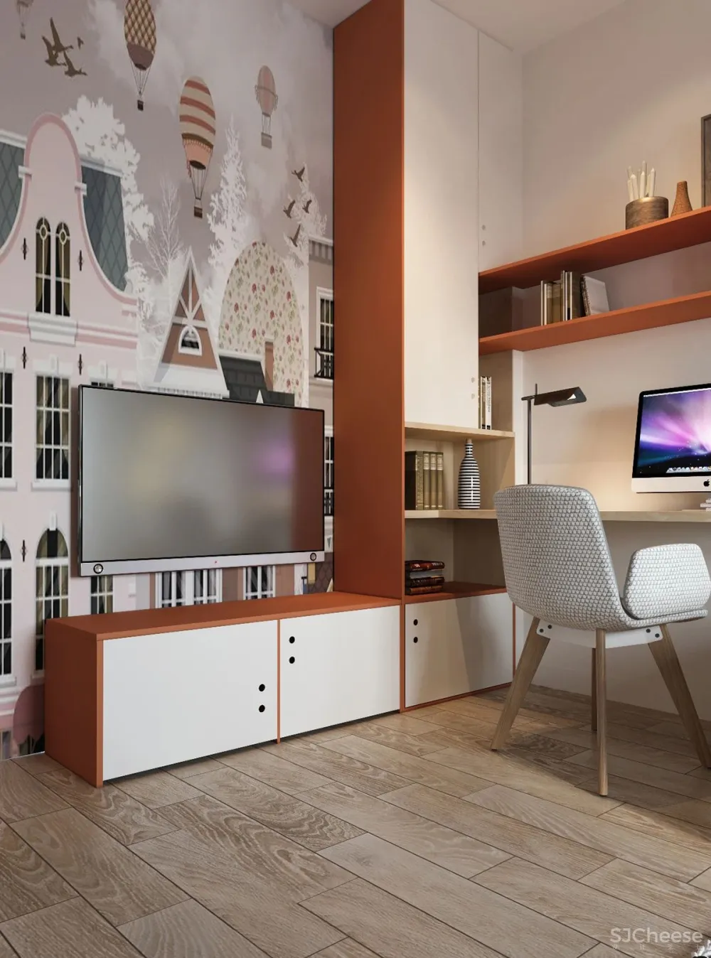 90㎡二居室,四口之家的紫色空间,漂亮!