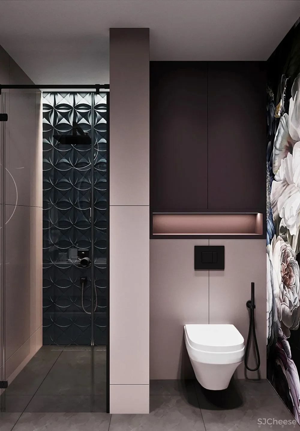 90㎡二居室,四口之家的紫色空间,漂亮!