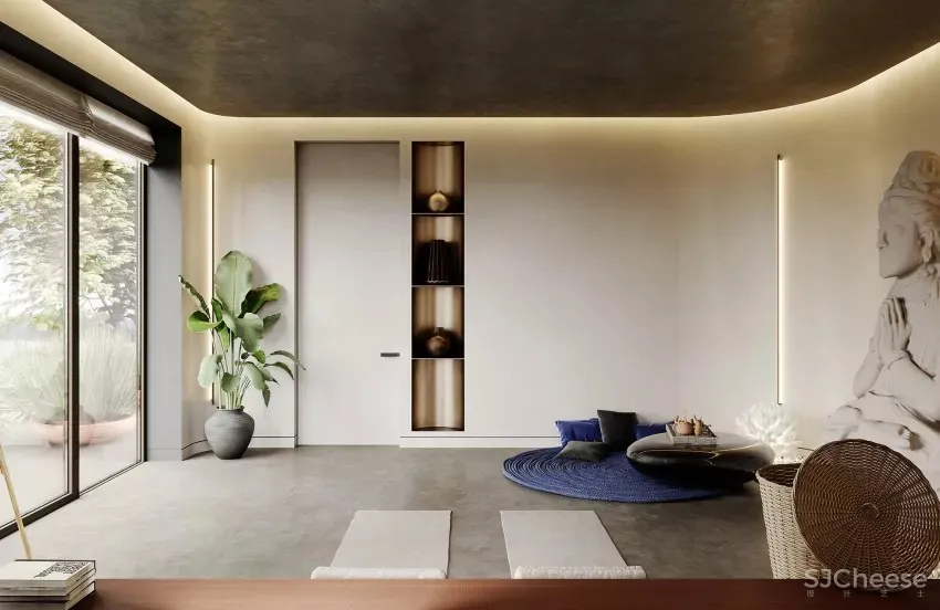 柔和圆弧美学!现代禅风庭院别墅