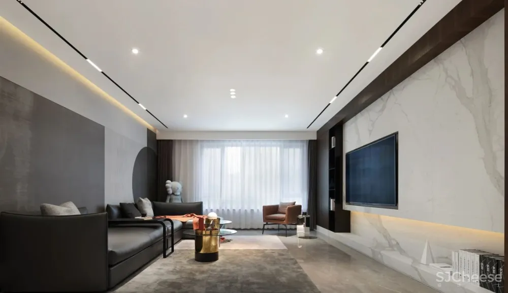 黑白灰 铁锈红，有温度的极简格调｜谦禾设计