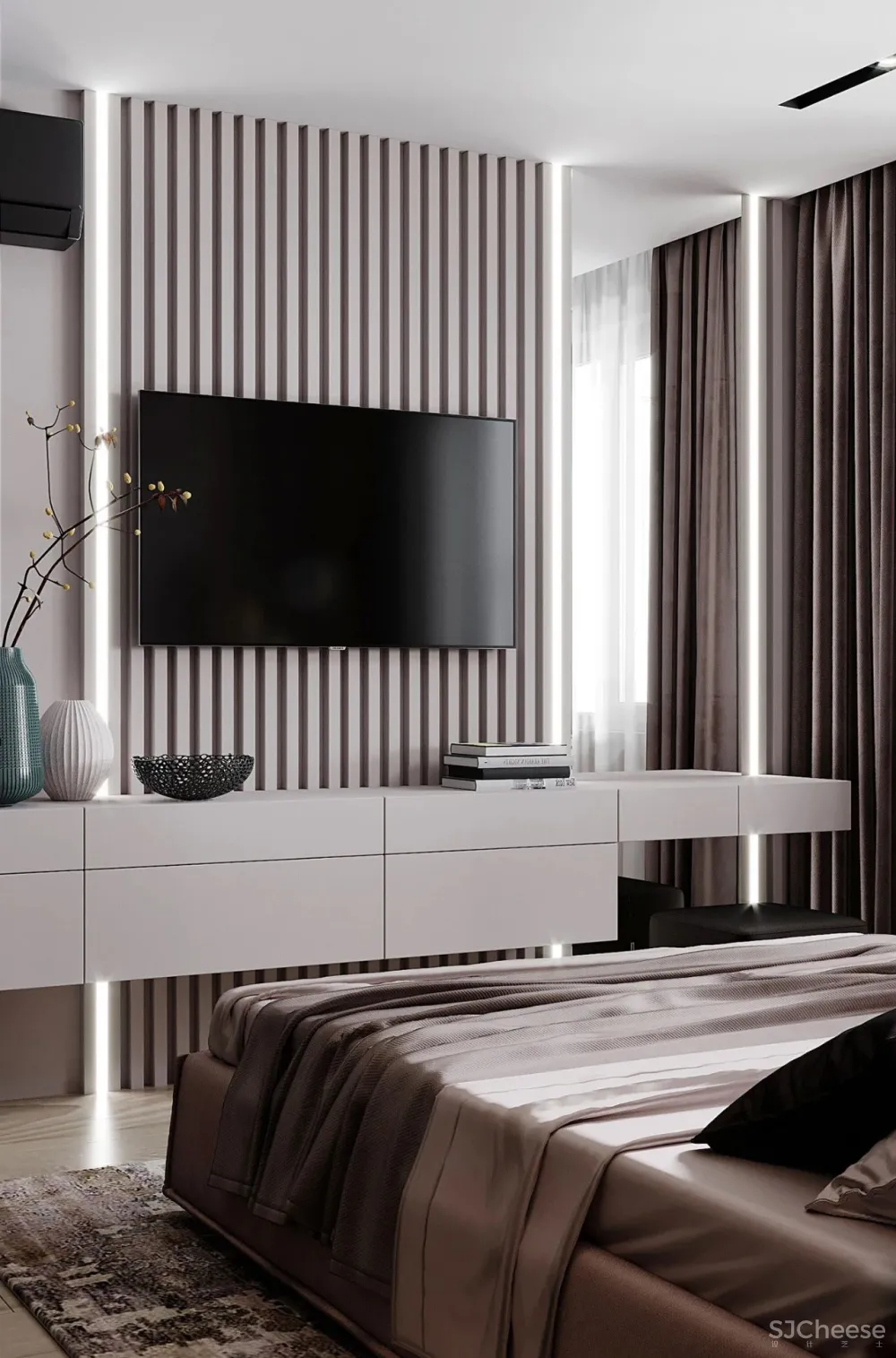 90㎡二居室,四口之家的紫色空间,漂亮!