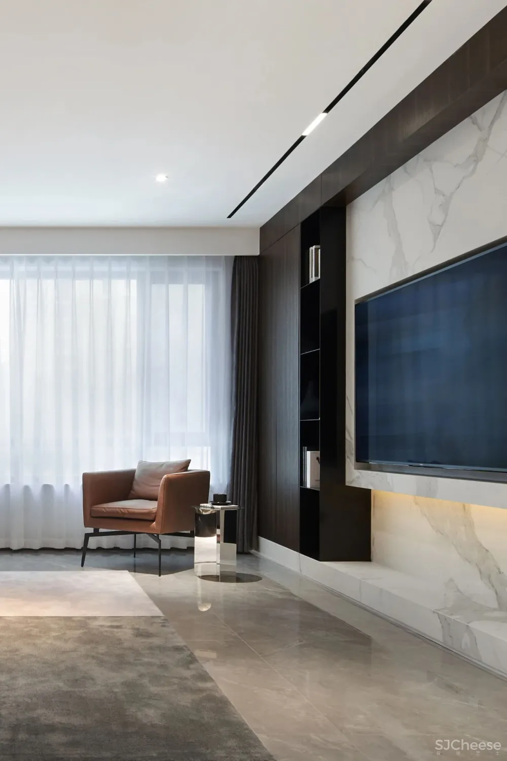 黑白灰 铁锈红，有温度的极简格调｜谦禾设计