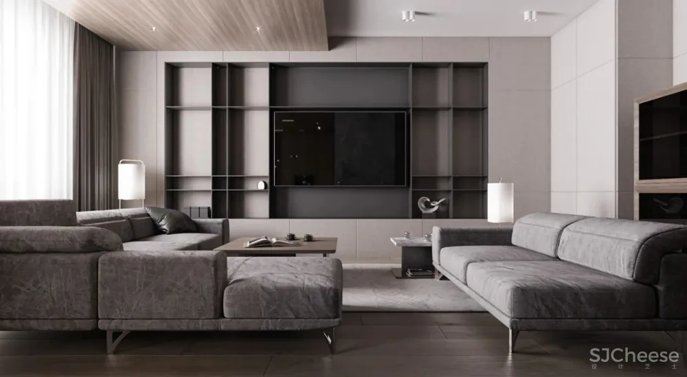 高级灰 原木，120m²现代轻奢私宅