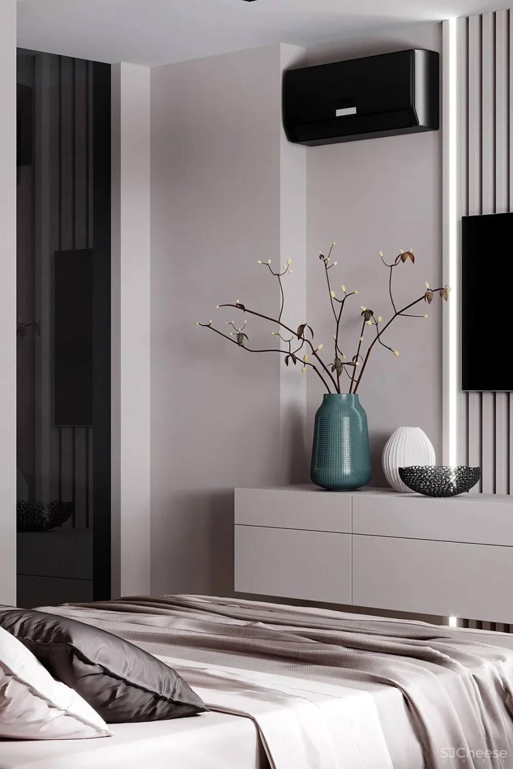 90㎡二居室,四口之家的紫色空间,漂亮!