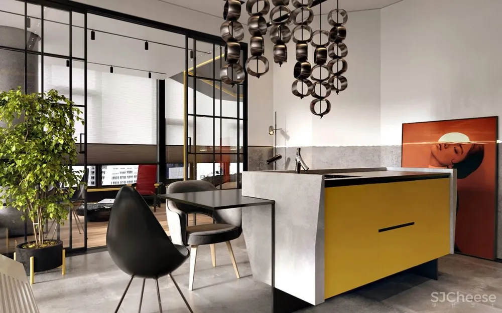 这位设计师真的很有预见性,一不小心就撞了当下热度最高的“灰黄”组合