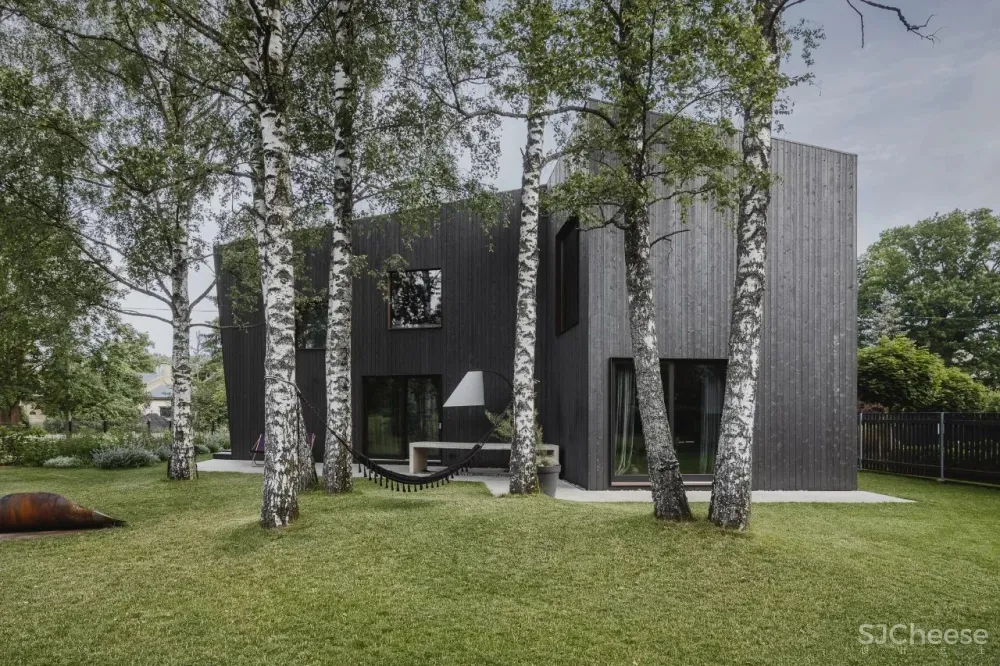 189m²黑色系别墅,藏于林间的避世居所