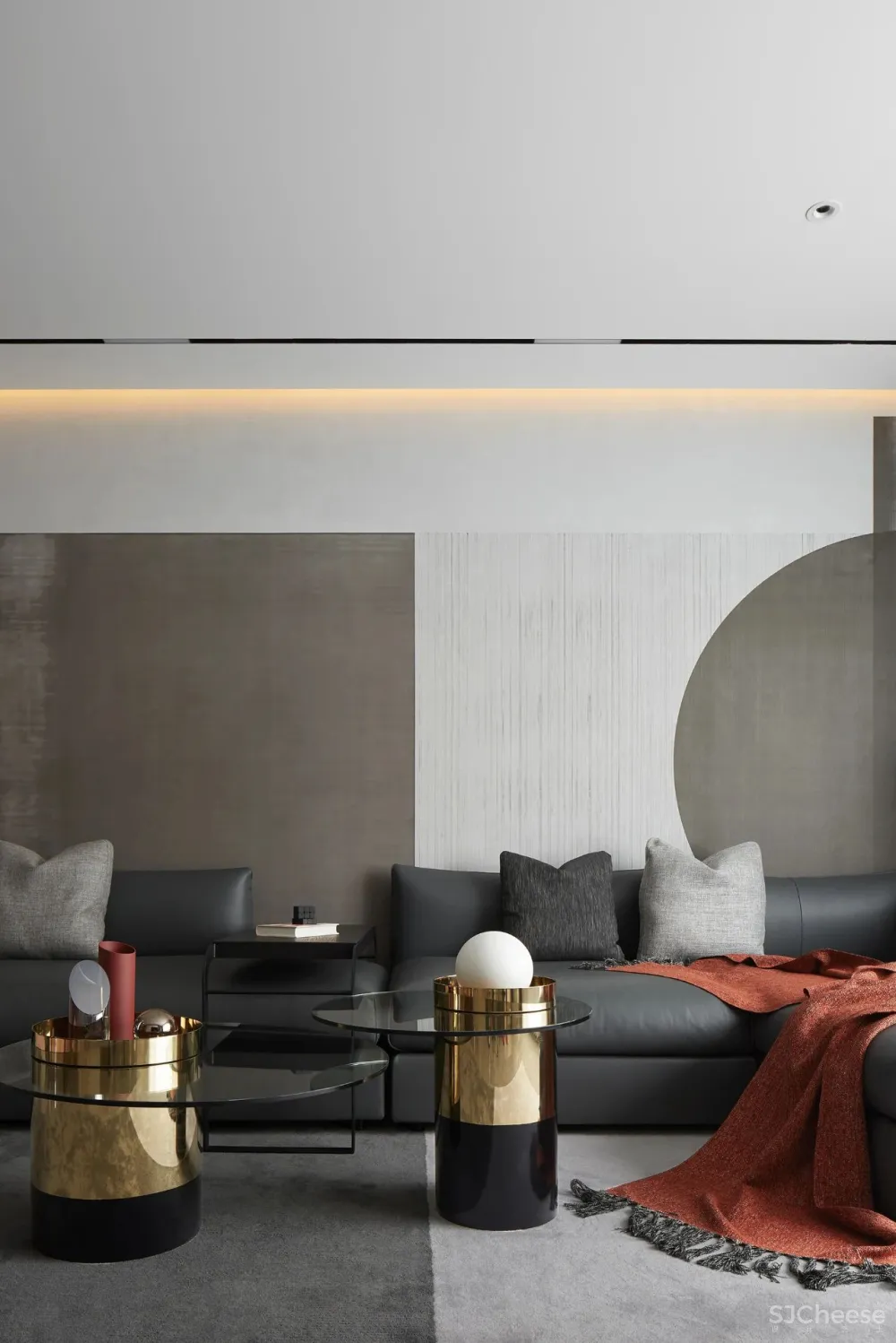 黑白灰 铁锈红，有温度的极简格调｜谦禾设计