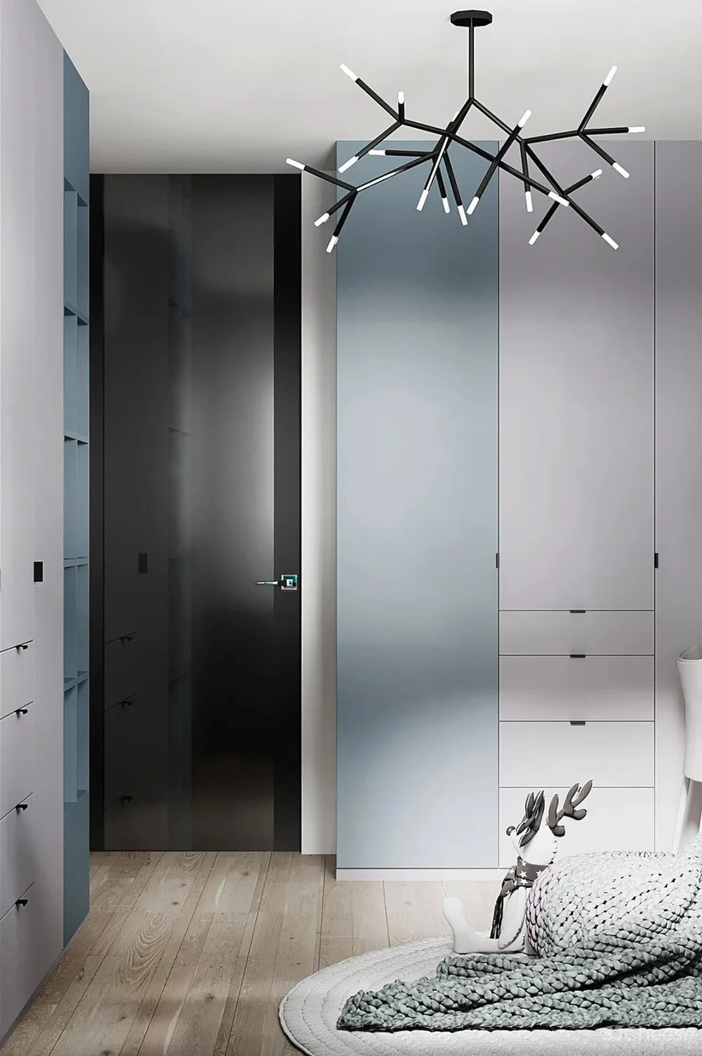 90㎡二居室,四口之家的紫色空间,漂亮!