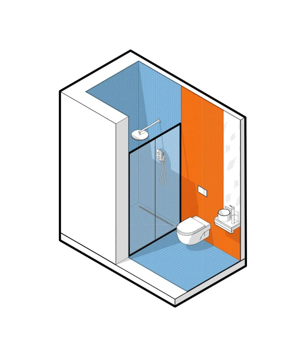 用蓝色和橙色装点室内,这间单身公寓充满了活力与精致