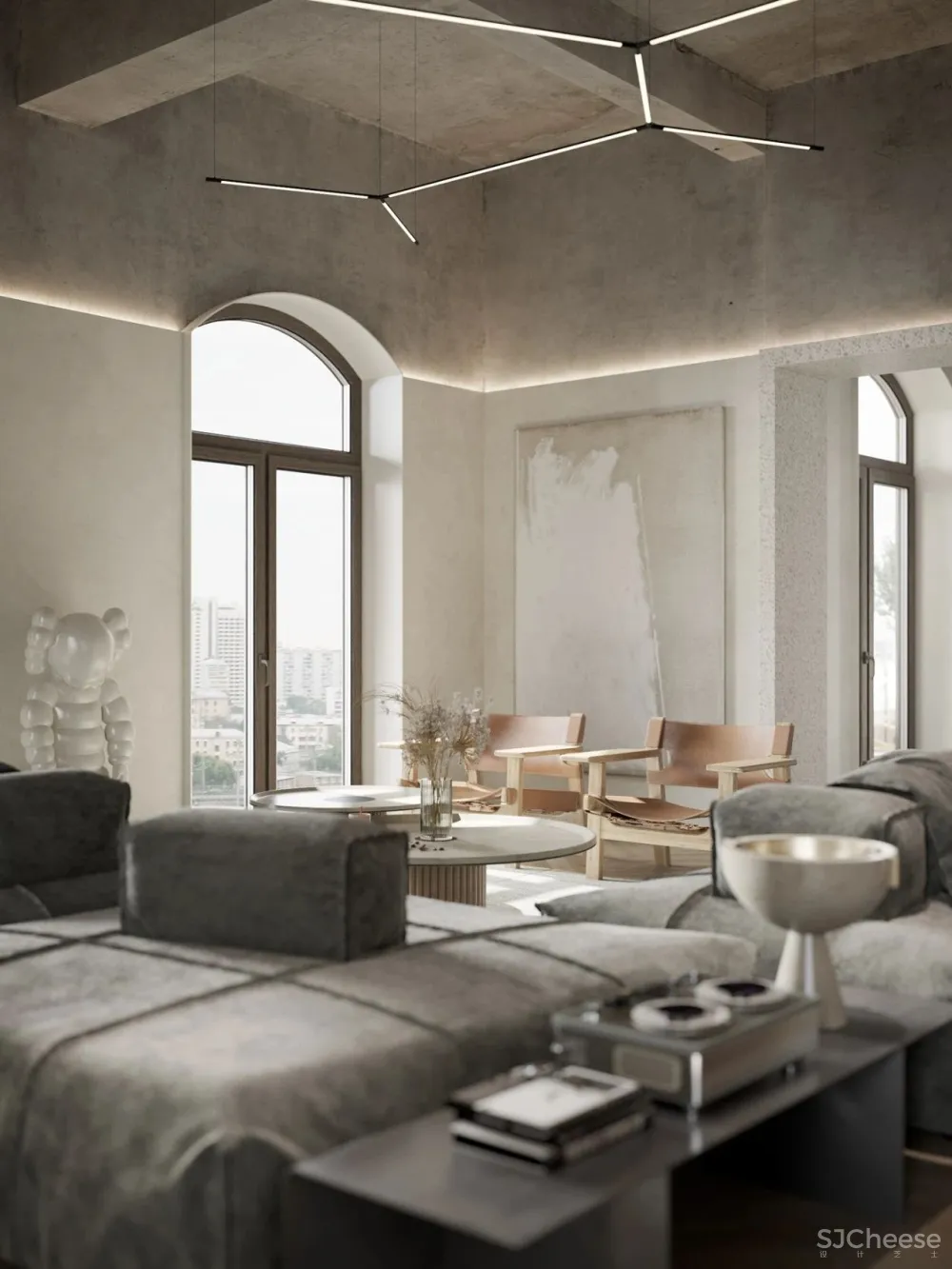 136㎡水泥灰 原木,独特舒适!