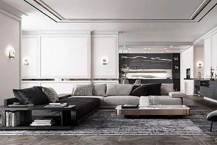 轻奢 高级灰，257㎡轻奢大平层