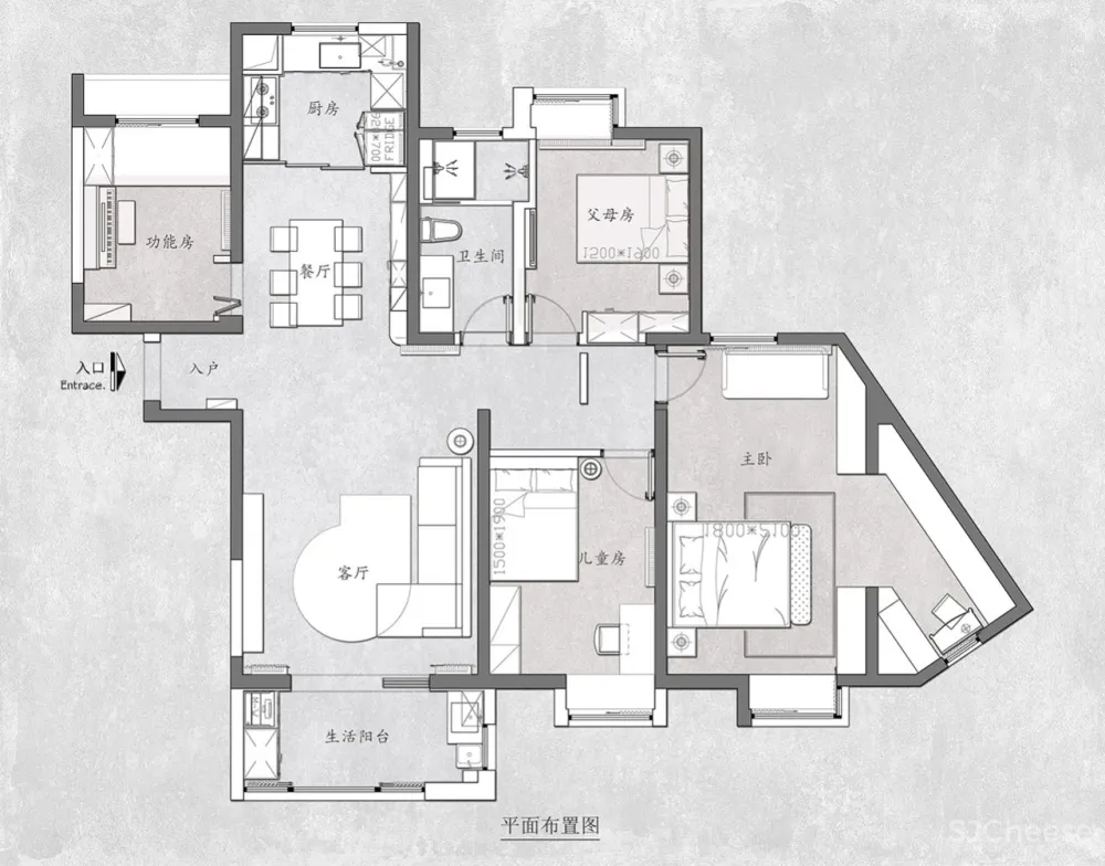 无主灯的极简调性，张弛有度的三代同堂之家｜禄本设计