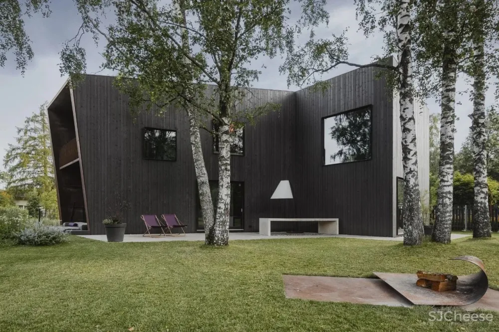 189m²黑色系别墅,藏于林间的避世居所