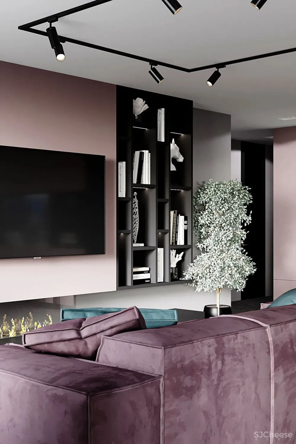 90㎡二居室,四口之家的紫色空间,漂亮!