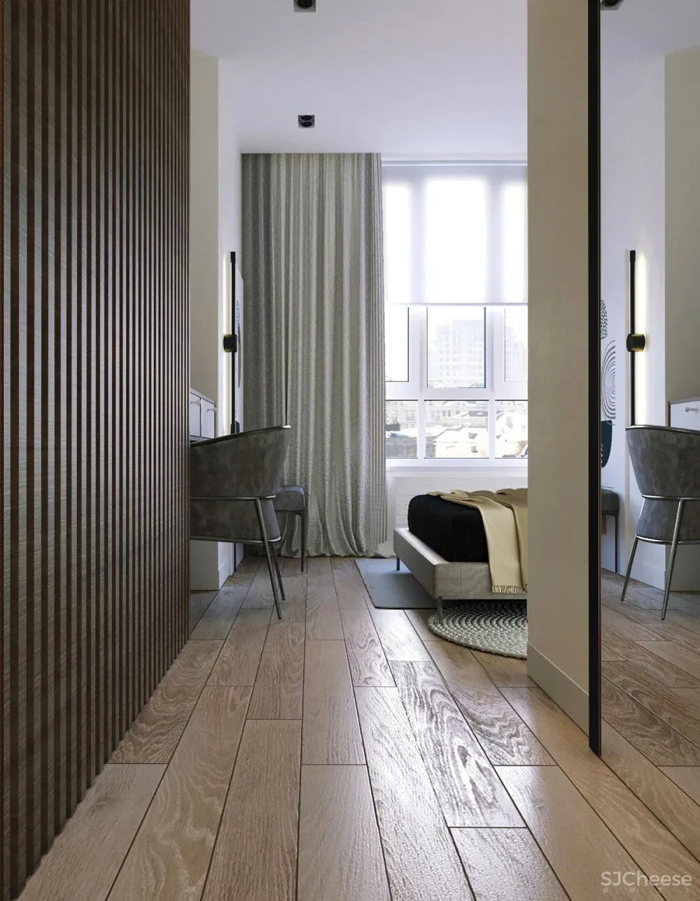 90㎡二居室,四口之家的紫色空间,漂亮!