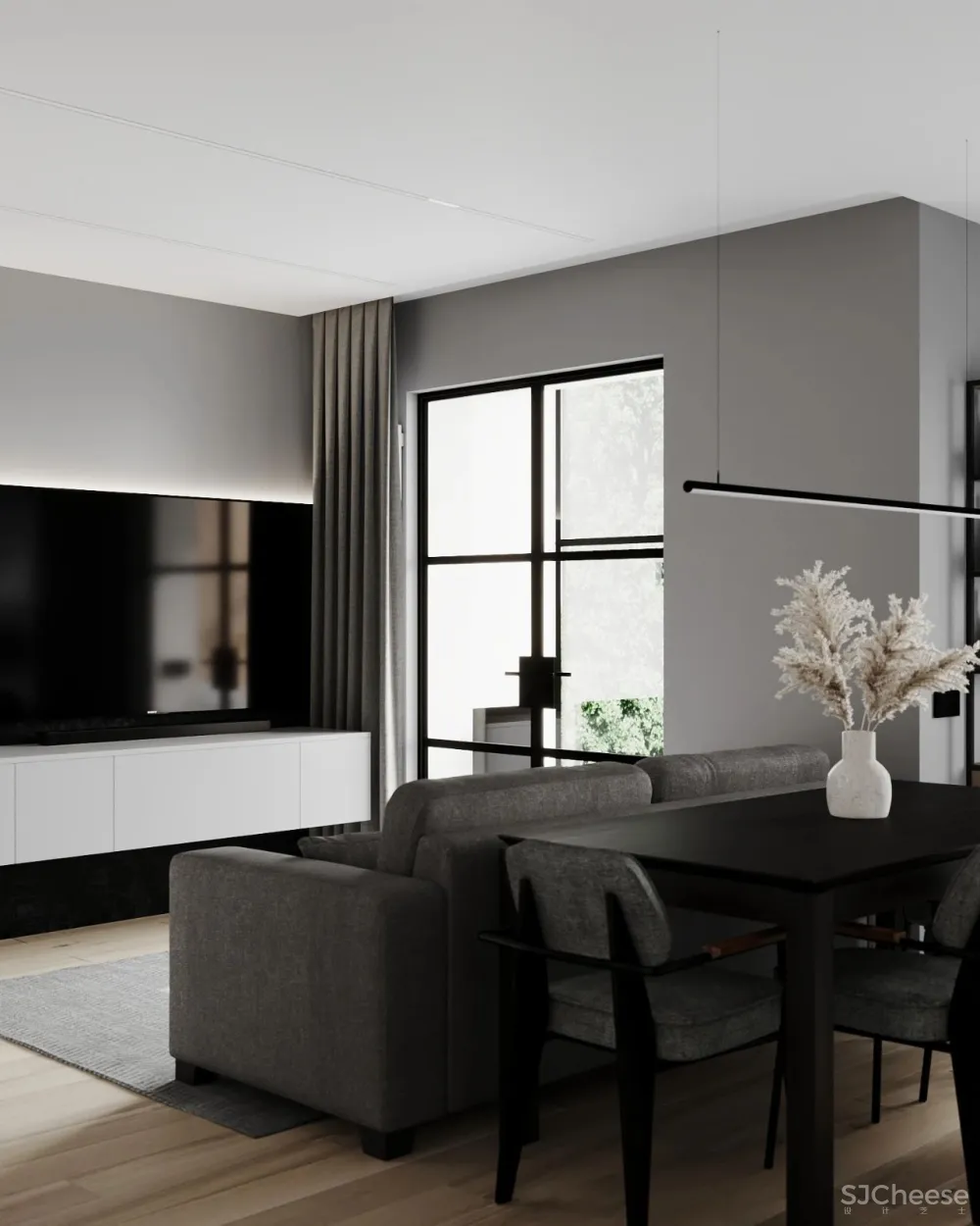 高级灰小公寓,一室户做分离式卫浴简约又大气