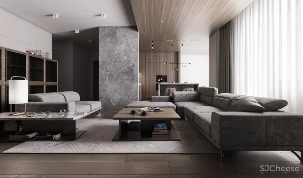 高级灰 原木，120m²现代轻奢私宅
