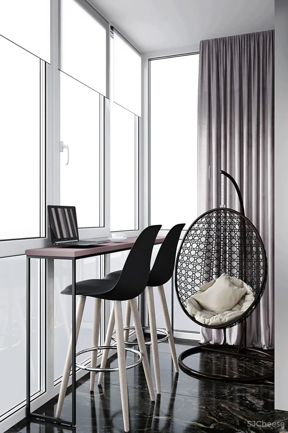 90㎡二居室,四口之家的紫色空间,漂亮!