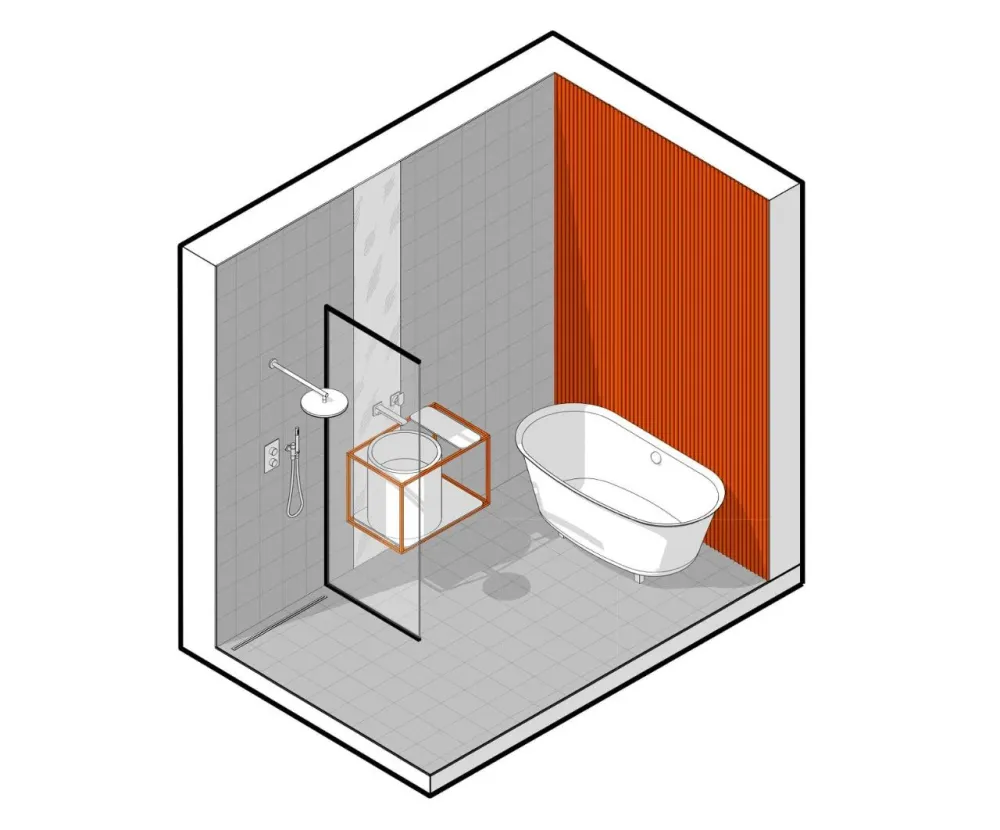 用蓝色和橙色装点室内,这间单身公寓充满了活力与精致