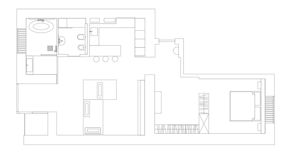 78㎡的单身简约公寓，竟只用2扇门搞定空间布局？