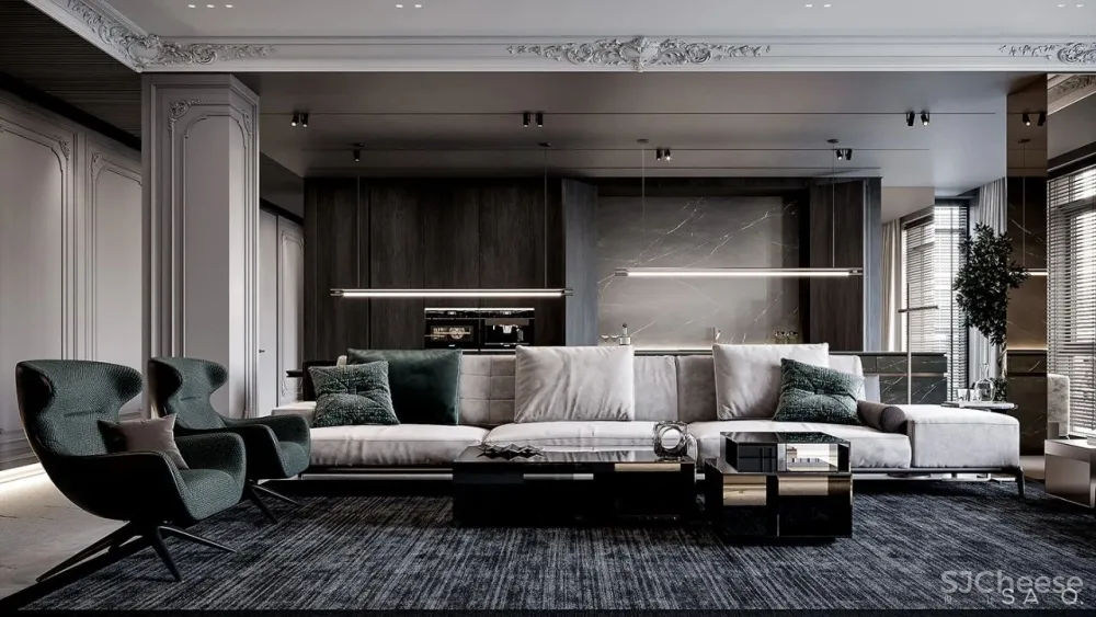 轻奢 高级灰，257㎡轻奢大平层