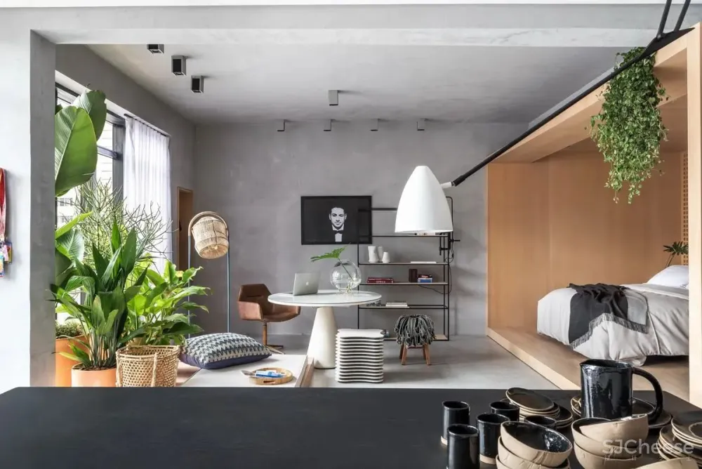 72㎡ 做个一室户,客厅、厨房、卧室全开放,这设计太个性了!