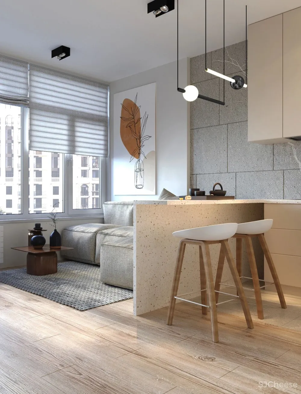 90㎡二居室,四口之家的紫色空间,漂亮!