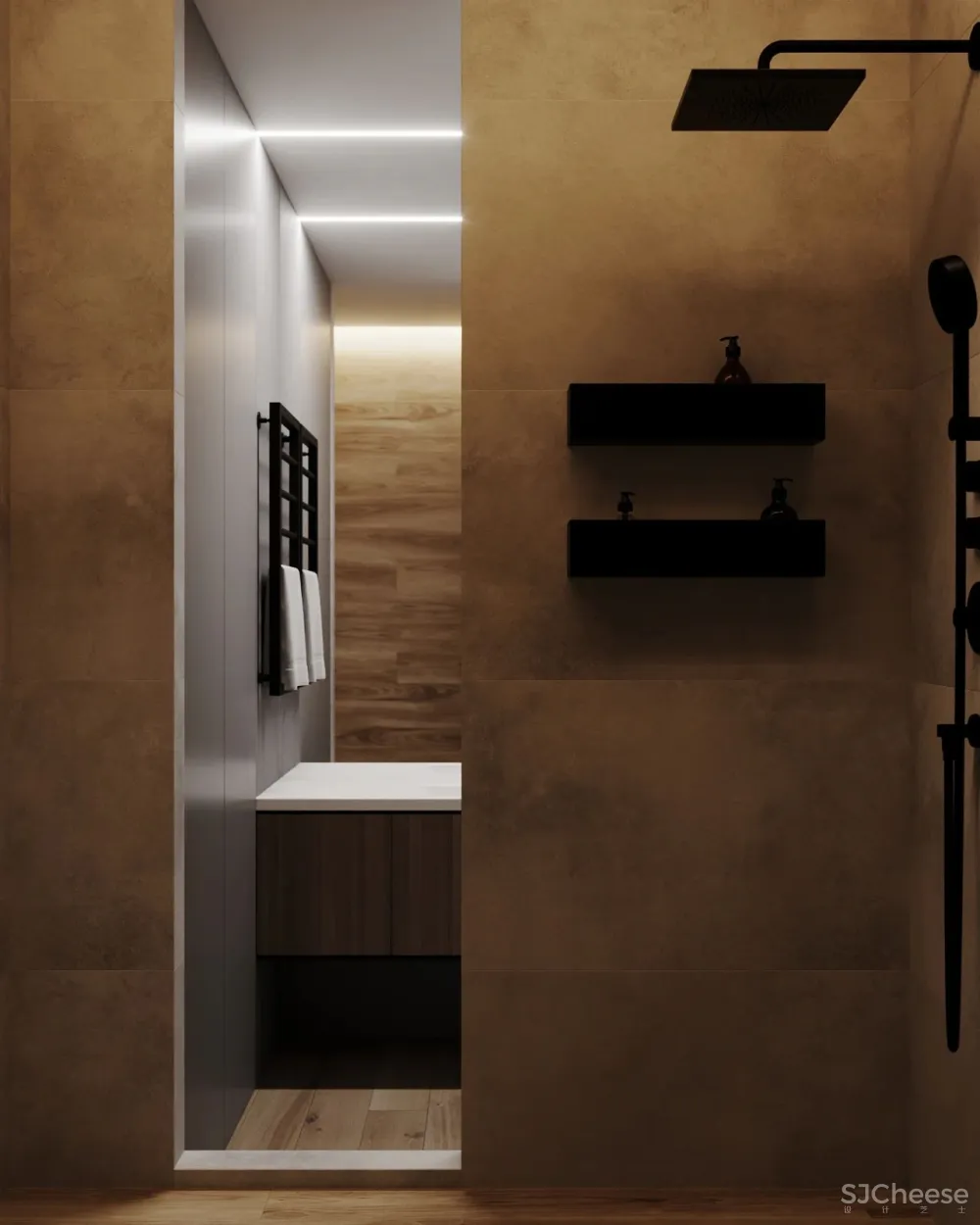 高级灰小公寓,一室户做分离式卫浴简约又大气