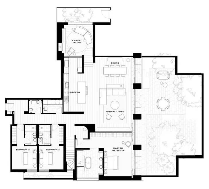 从外面看就是个别墅，其实是2个大平层，简约设计也有豪宅范!