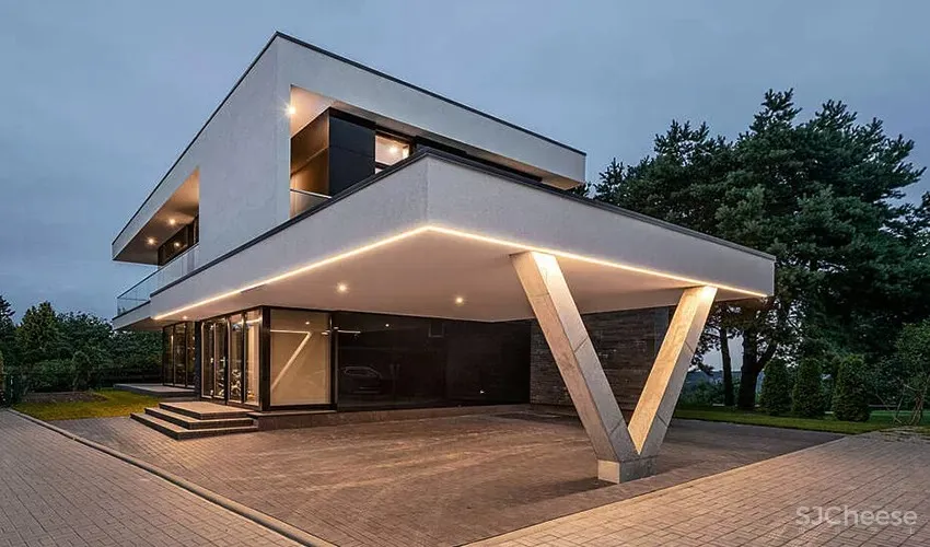 黑灰白构筑现代美学！立陶宛双层景观别墅