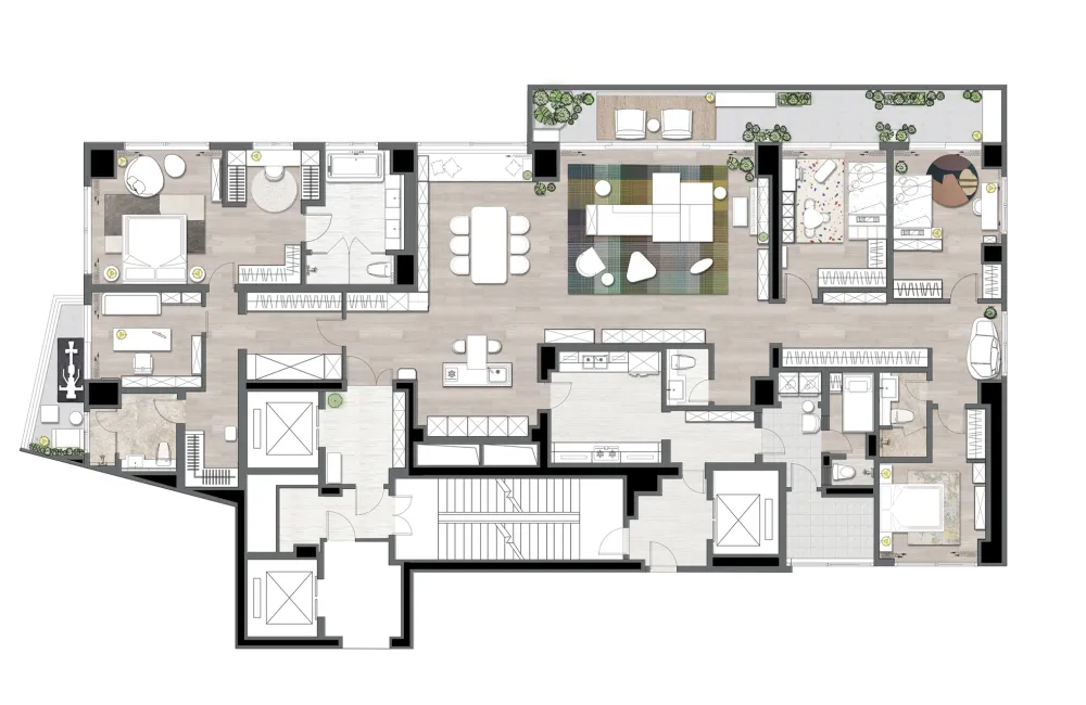 上海 300㎡ 大平层,一种精装格局,秀舍如何「变」出不同设计风格?