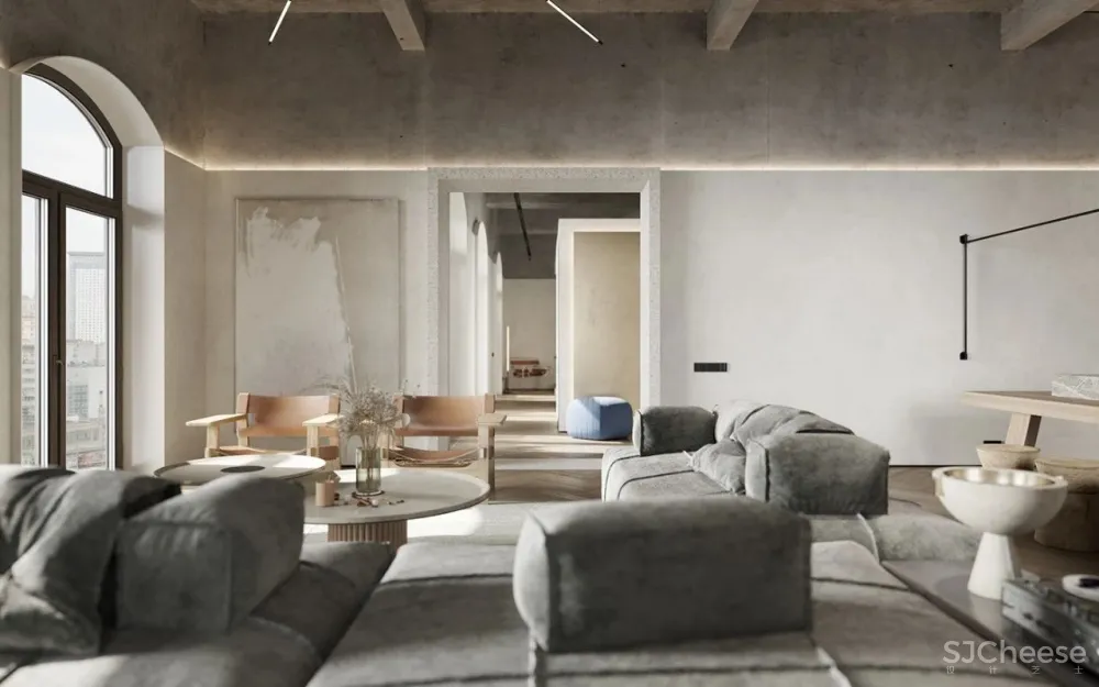 136㎡水泥灰 原木,独特舒适!