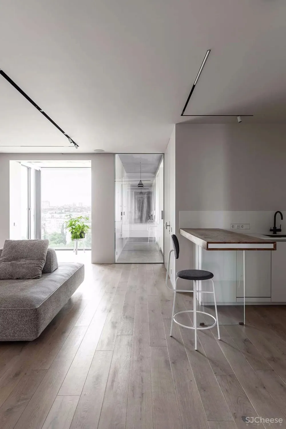 78㎡的单身简约公寓，竟只用2扇门搞定空间布局？