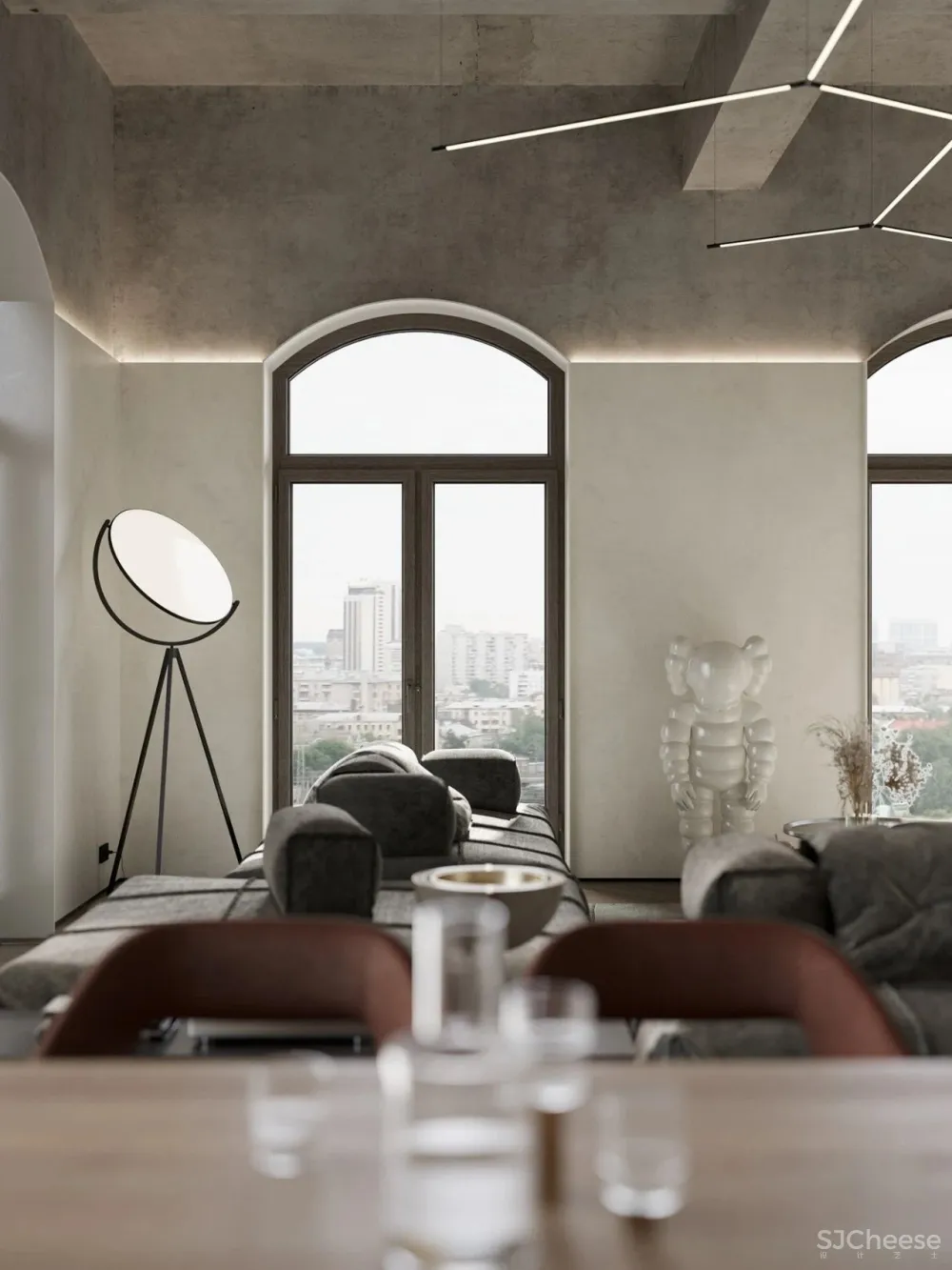 136㎡水泥灰 原木,独特舒适!