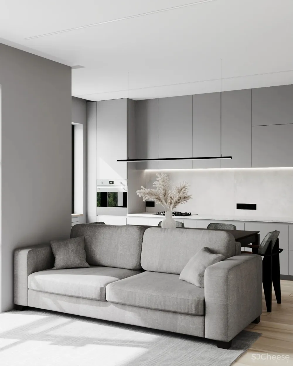 高级灰小公寓,一室户做分离式卫浴简约又大气